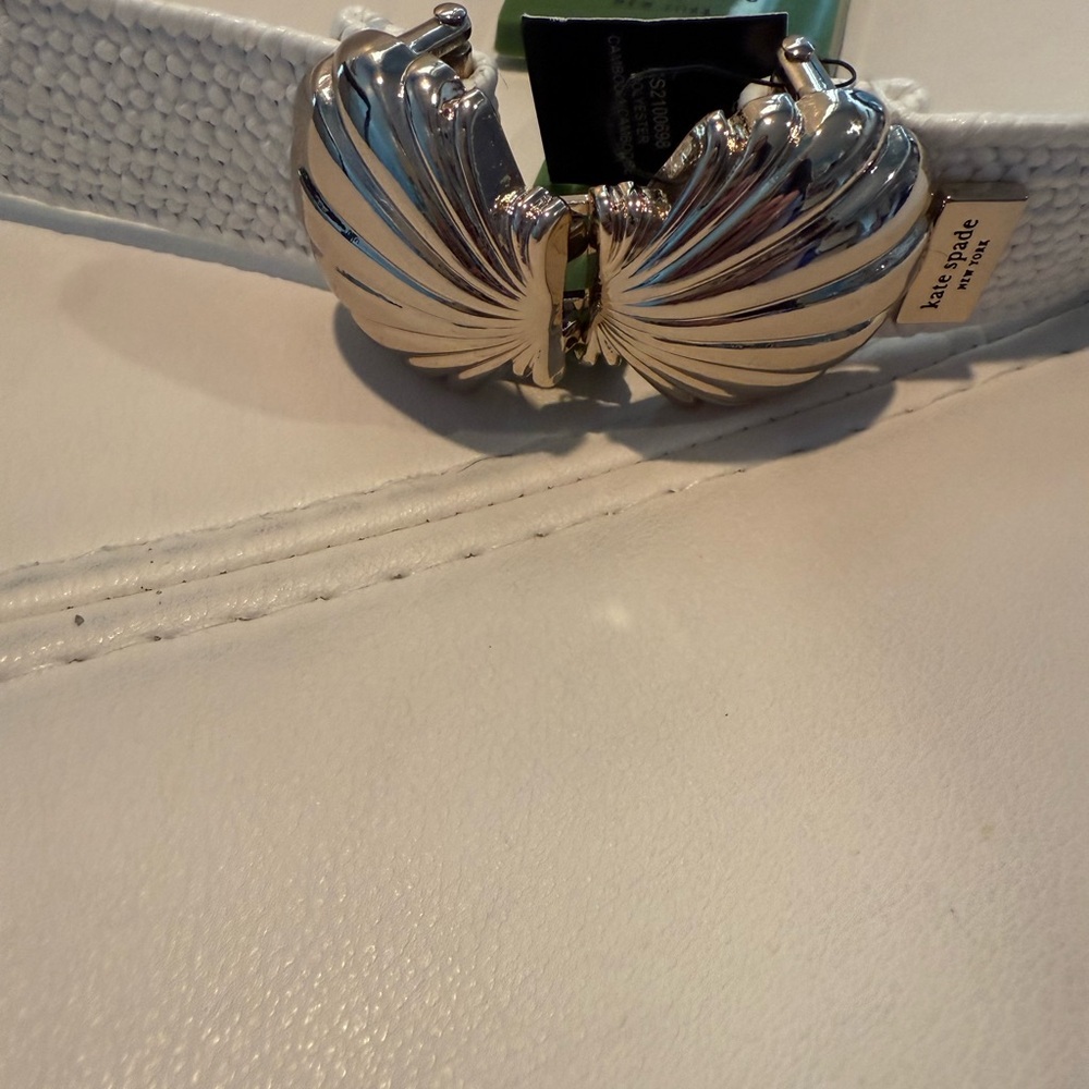 Kate Spade New York White Fabric Belt Size L/Xl NWT - Picture 2 of 4